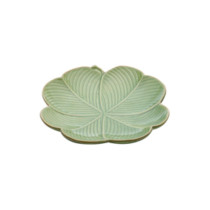 Prato Leaf Verde de Cerâmica 16x16x3cm