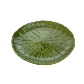 Prato Leaf Verde de Cerâmica 24,5x24,5x3cm