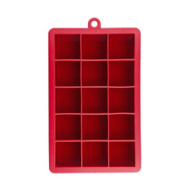 Forma de Silicone Estruturada com 15 Cubos Vermelho